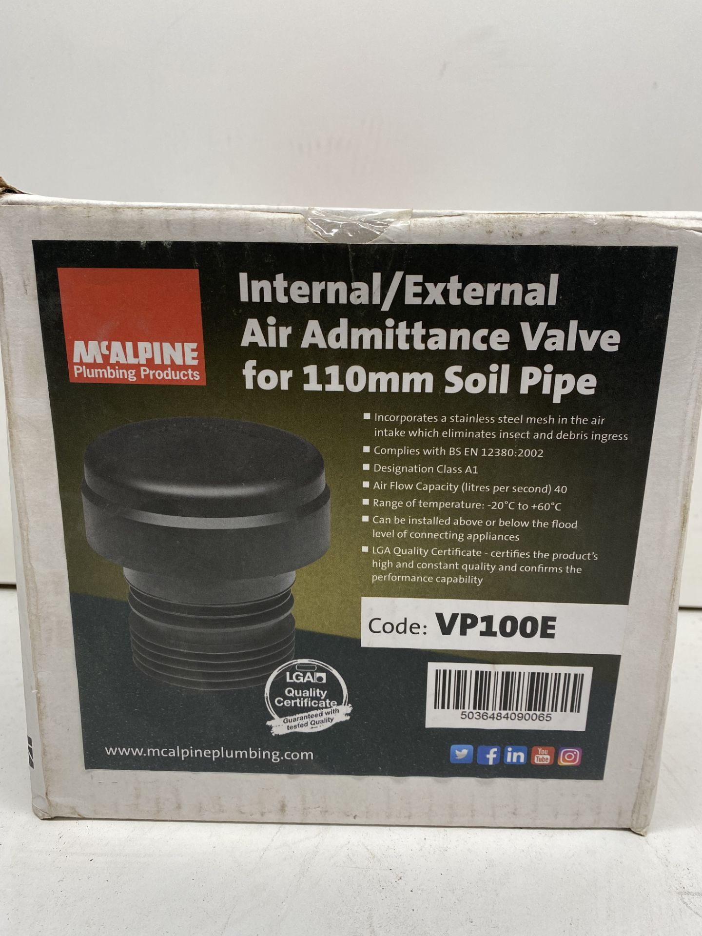 2 X McAlpine Ventapipe VP100E Internal /External Air Admittance Valve - Image 2 of 3