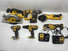 6 x Various DeWalt Power tools With Carry Case & 2 x DeWalt Battery Chargers