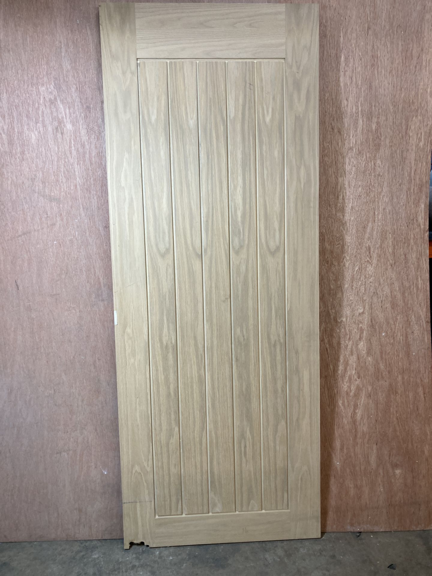 3 x Oak Grid Pattern Doors w/ Pre-Cut Hinge & Handle Profiles As Per Description - Image 4 of 7