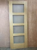Pre-Finished 4 Pane Oak Door W/ Frosted Glass | 1982mm x 763mm x 35mm