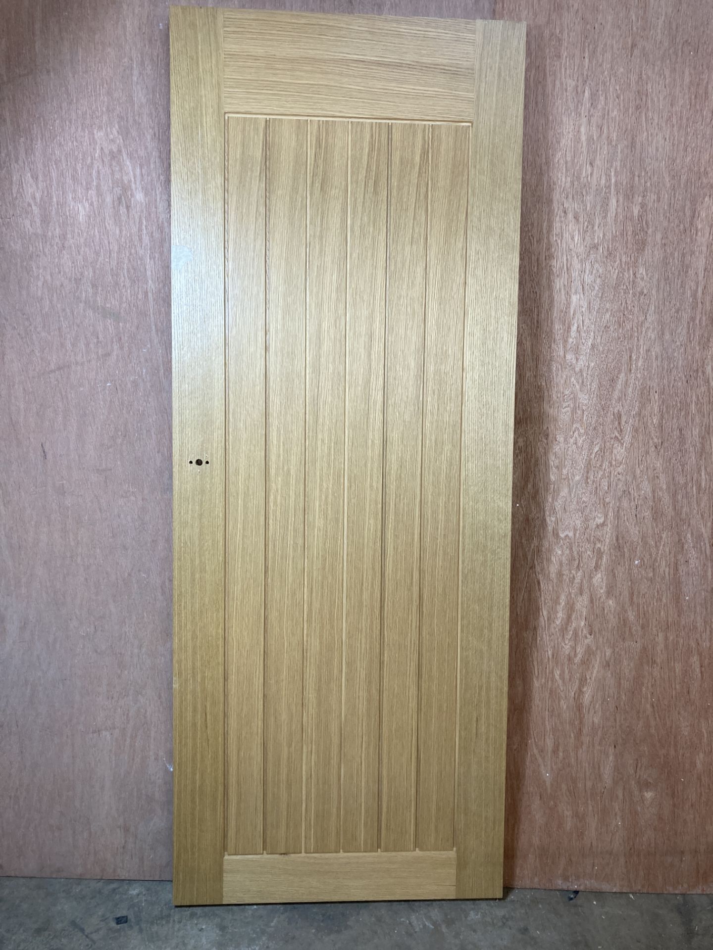 3 x Oak Grid Pattern Doors w/ Pre-Cut Hinge & Handle Profiles As Per Description - Image 2 of 7