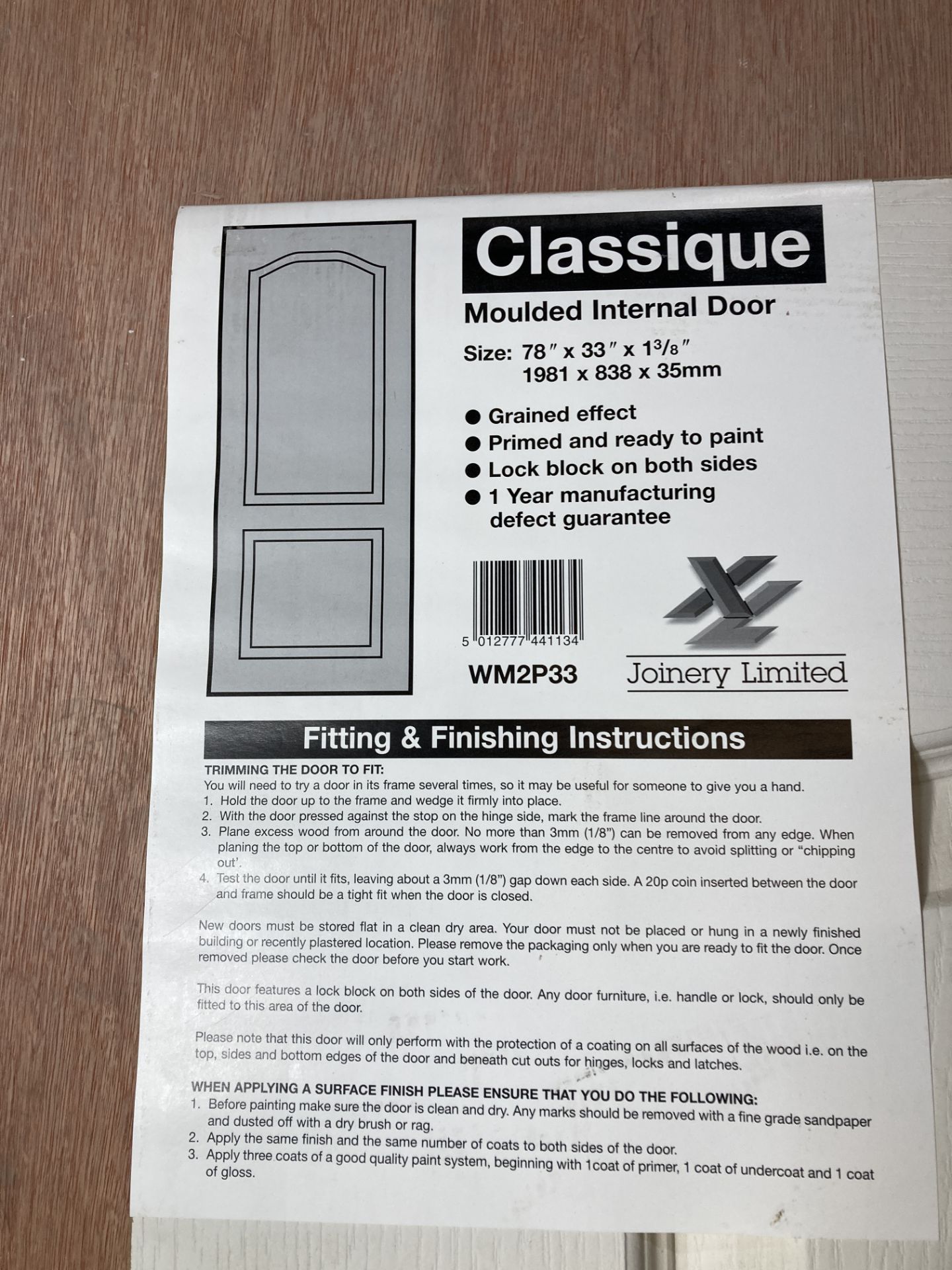 White Primed XLJoinery Classique Moulded Internal Door | 1981mm x 838mm x 35mm - Image 2 of 2