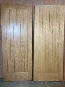 2 x Pre-Finished Oak Grid Pattern Internal Doors As Per Description