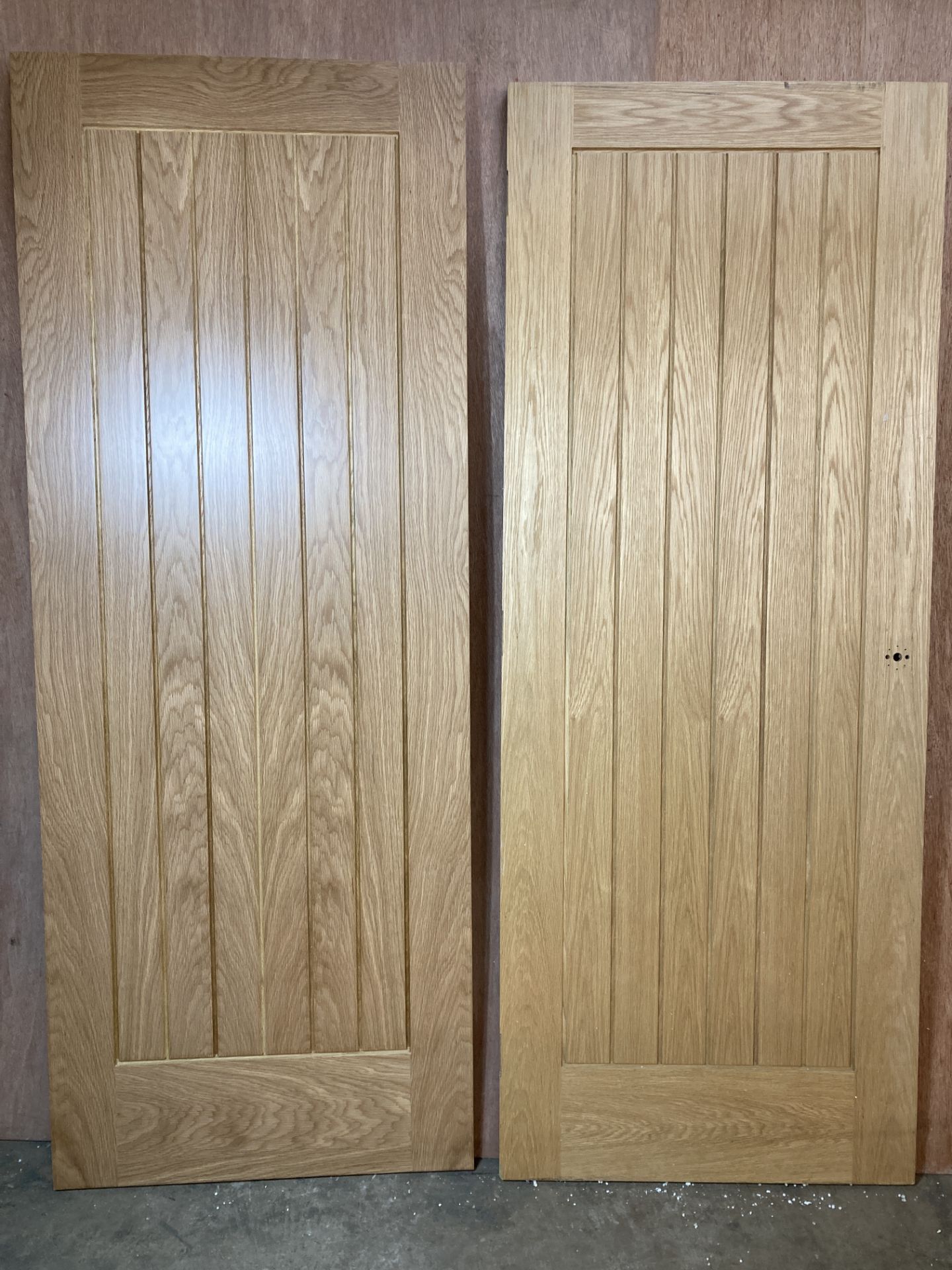 2 x Pre-Finished Oak Grid Pattern Internal Doors As Per Description