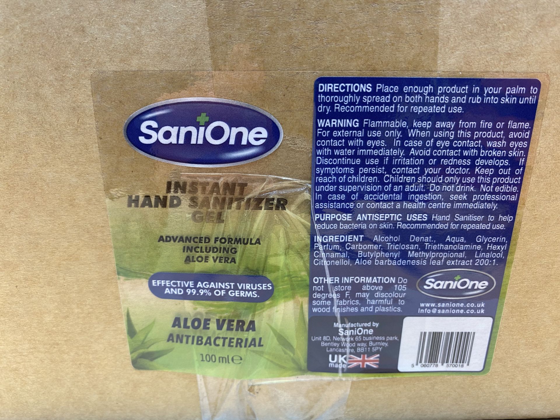 1x Box of 50 x 100ML Bottles Of Aloe Vera Instant Hand Sanitizer - Image 3 of 3