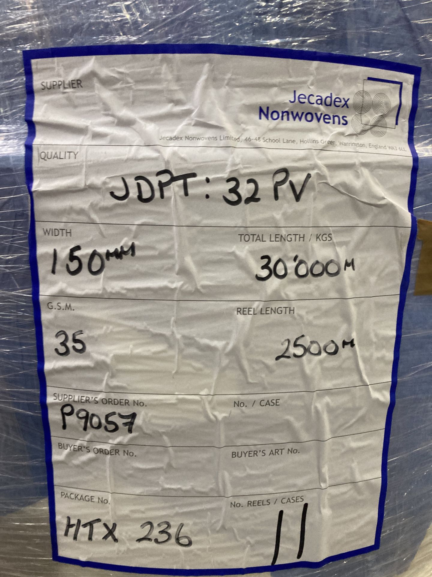 11 x Rolls of JDPT: 32PV Wet Wipe Tissue | 150mm x 2500m - Image 2 of 3