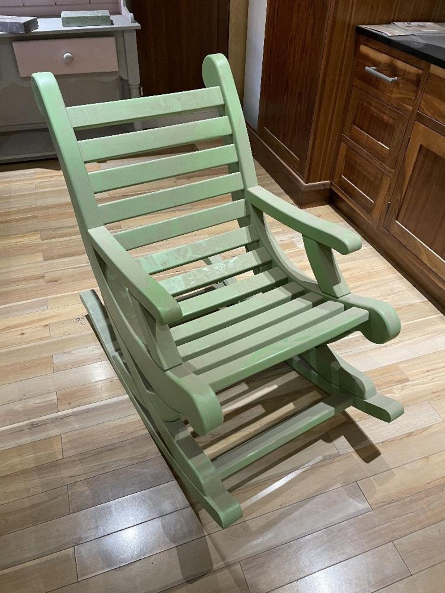 Wooden Rocking Chair in Green - Image 2 of 2