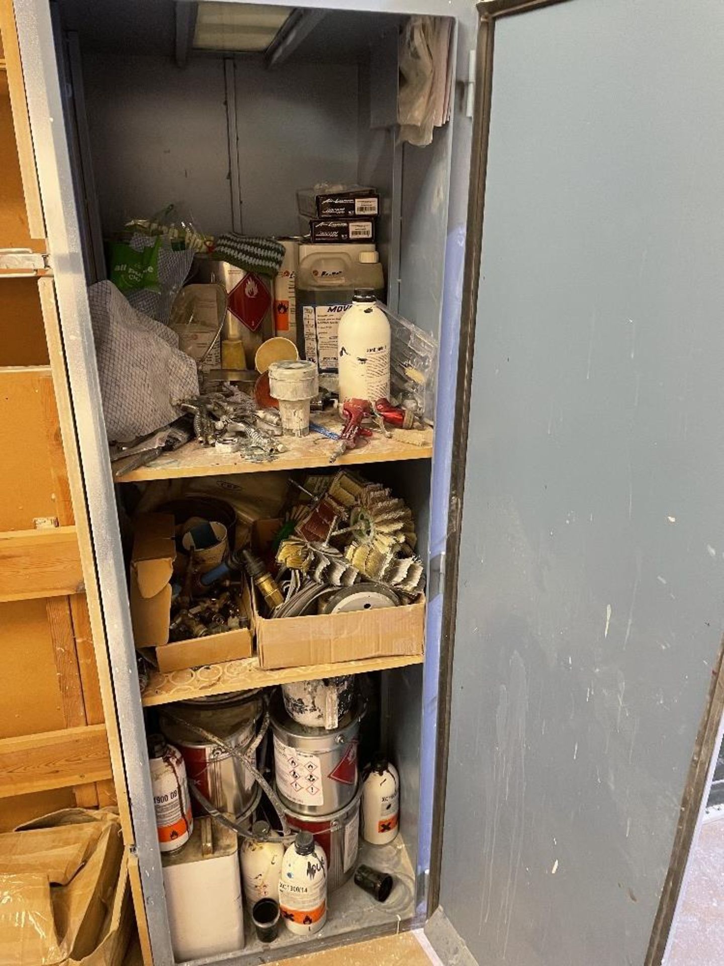 Metal Cabinet w/ Painting Equipment & Supplies | As Pictured - Image 2 of 4