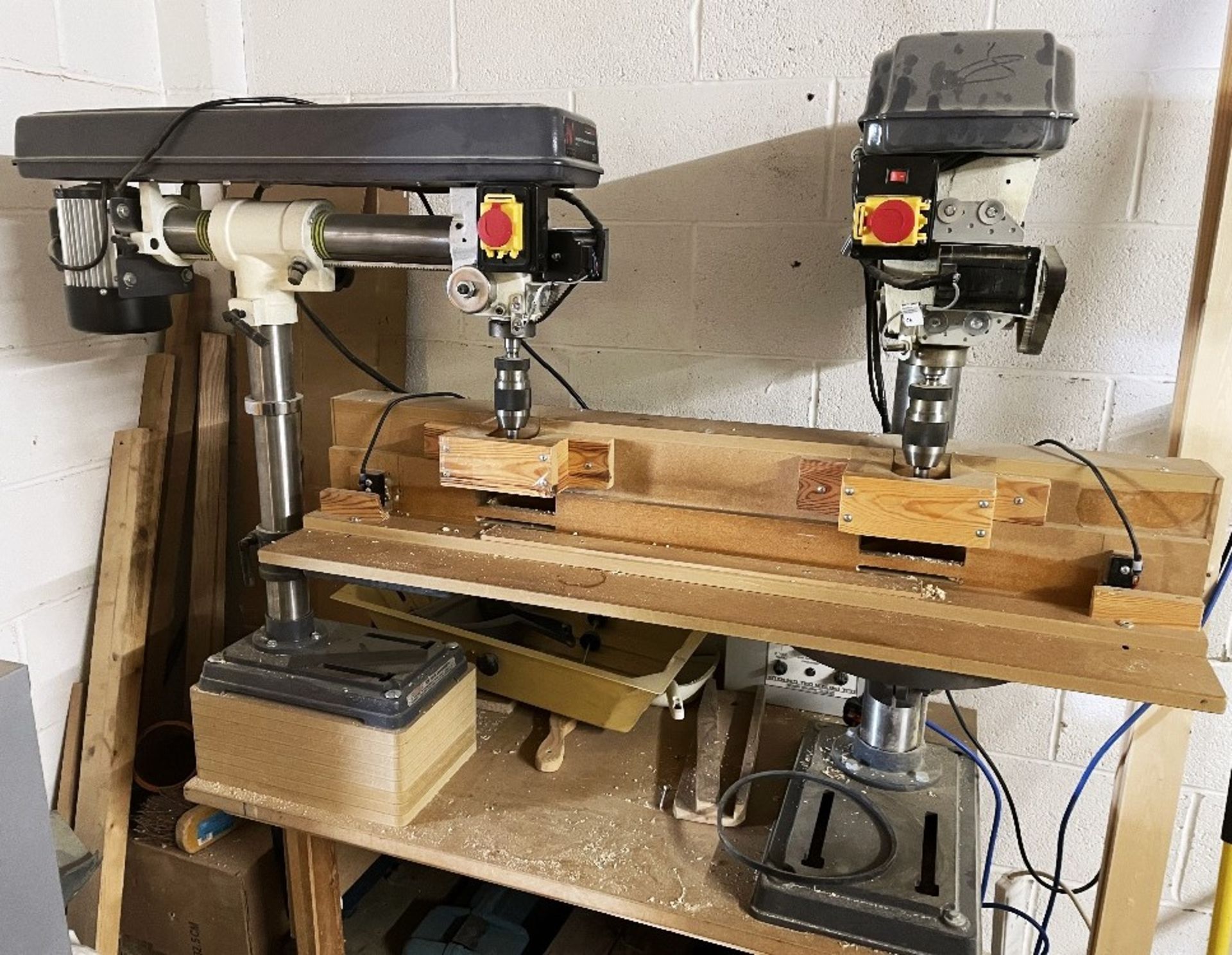 2 x Axminster Bench Radial & Pillar Drills w/ Automated Modifications