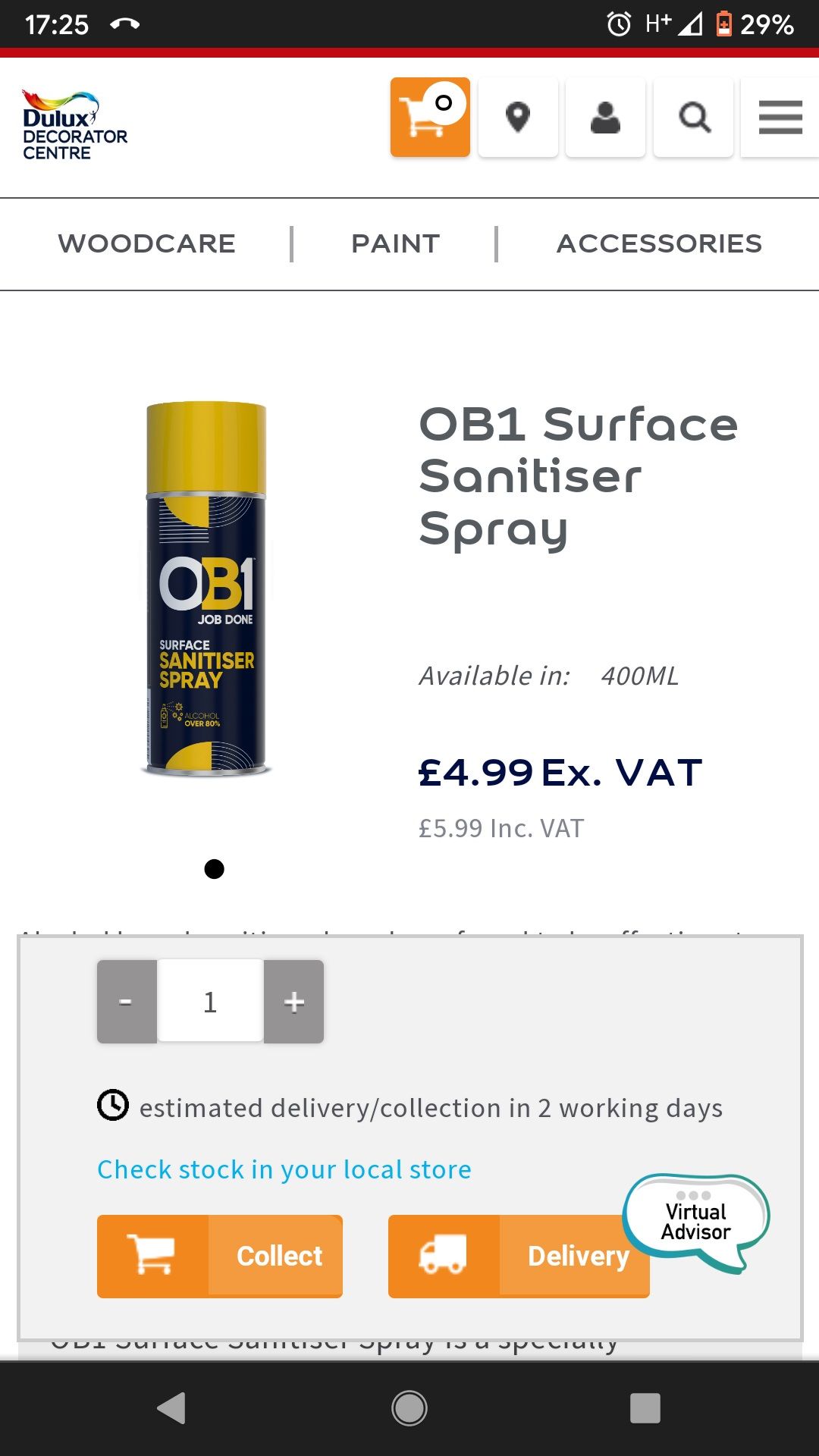 1000 x New, Sealed & Unused OB1 Job Done Surface sanitiser Spray | 400ml - Image 2 of 7