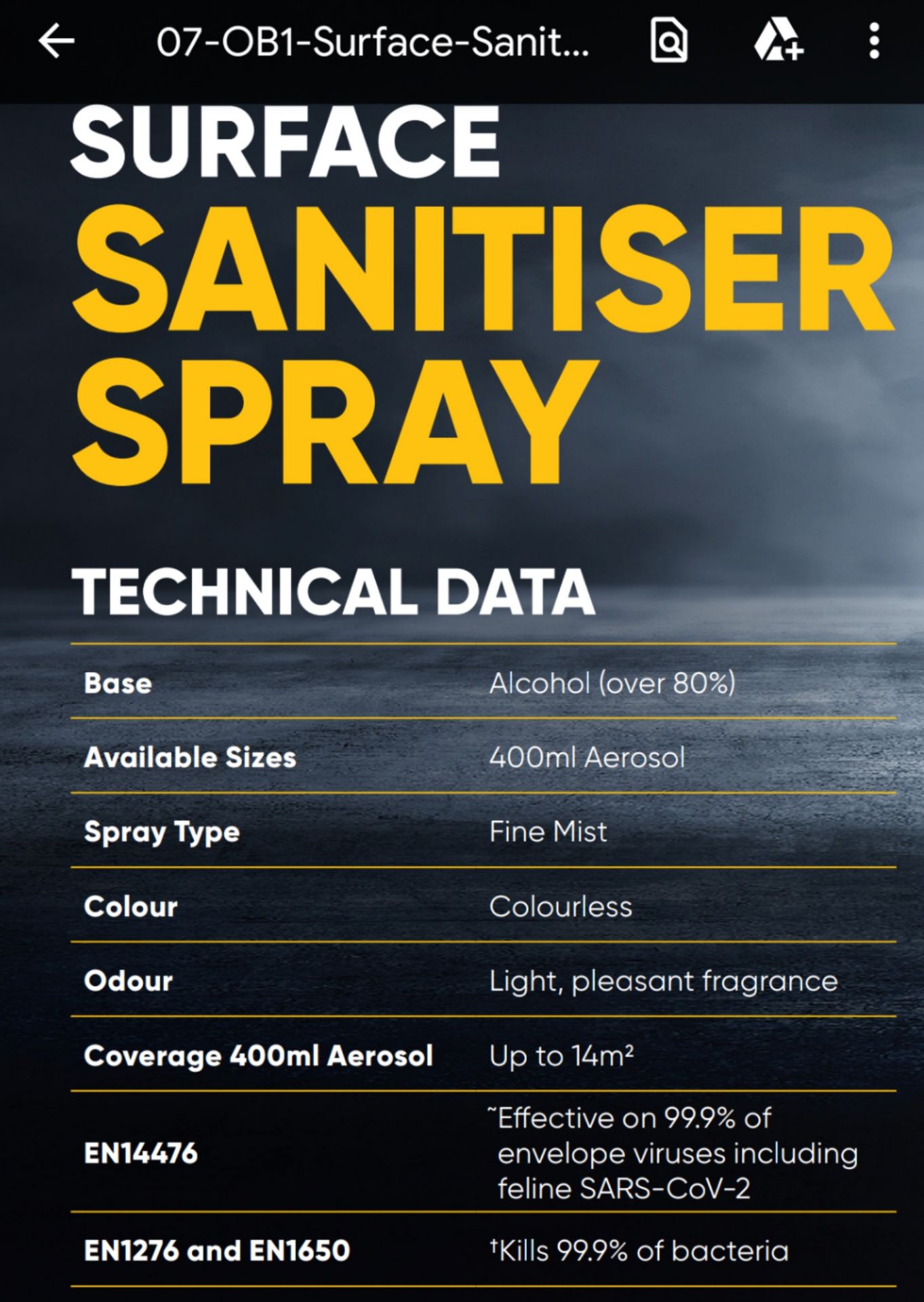 1000 x New, Sealed & Unused OB1 Job Done Surface sanitiser Spray | 400ml - Image 3 of 7