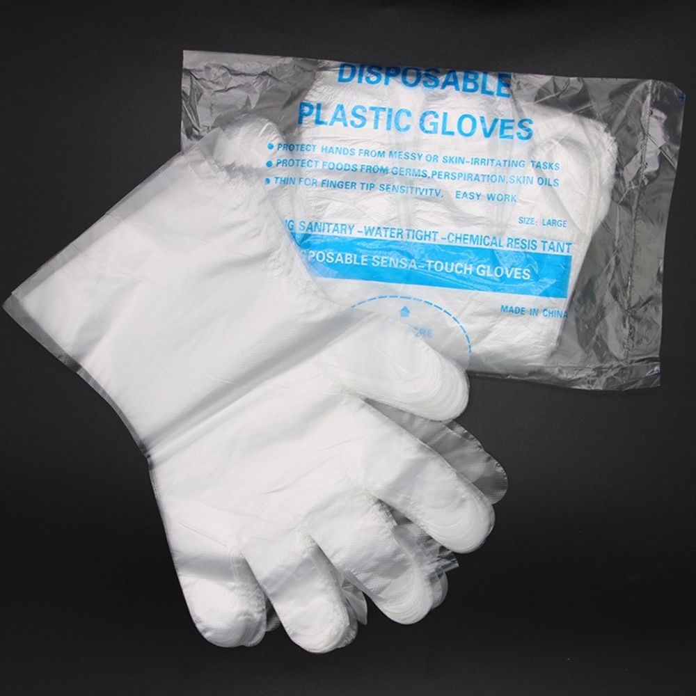 ONE LOT SALE | HDPE Disposable Food Safe Textured Clear PE Plastic Polythene Gloves | Ends 02 February 2022