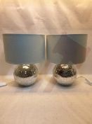 2 x Table Lamps w/Shades | Cracked Mirror Ball Effect
