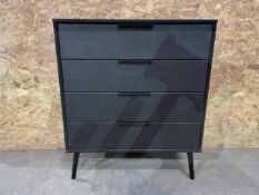 4 Drawer Chest of Drawers | Black Wood Effect | On Legs 67x40x91cm