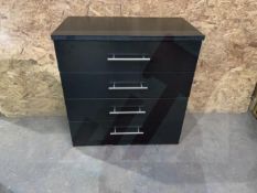 4 Drawer Chest Of Drawers | Black Wood Effect | On Wheels | 77 x 42 x 84cm