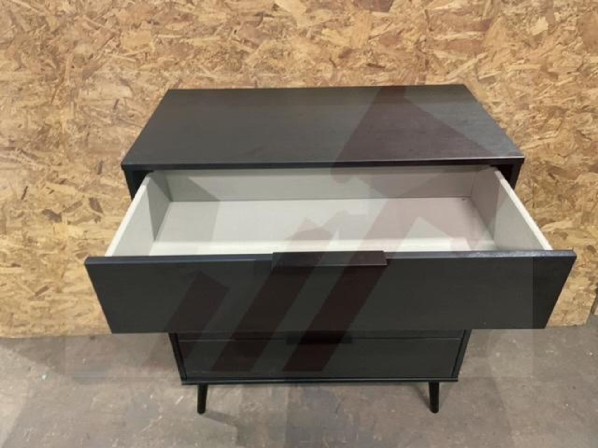 4 Drawer Chest of Drawers | Black Wood Effect | On Legs 67x40x91cm - Image 2 of 3