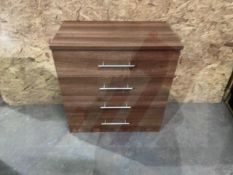 4 Drawer Chest Of Drawers | Brown Wood Effect | On Wheels | 77 x 42 x 84cm