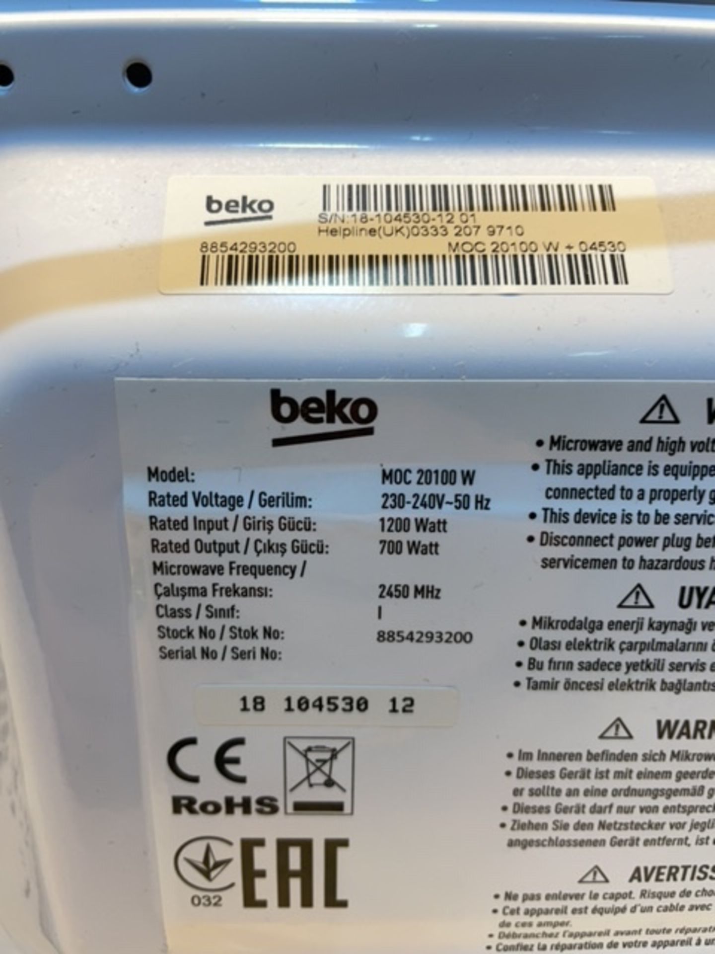 Beko Microwave | MOC20100 | 700w | 20ltr Capacity - Image 4 of 4