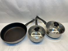 3 x Stainless Steel Pan Set