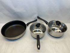 3 x Stainless Steel Pan Set