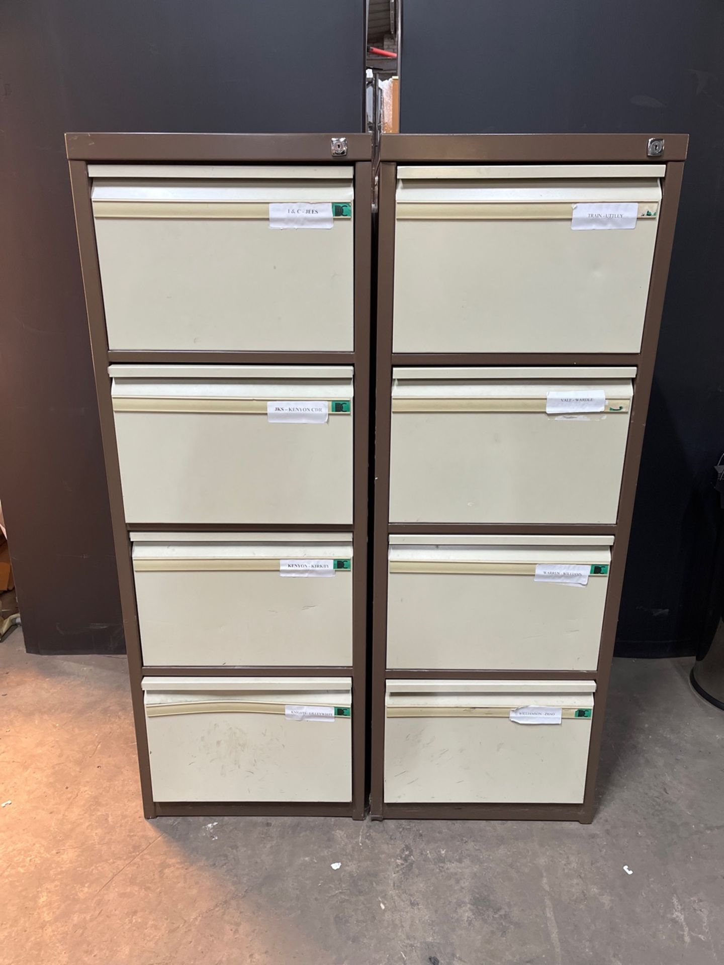 2 x 4 Drawer Metal Filing Cabinets MISSING KEY*