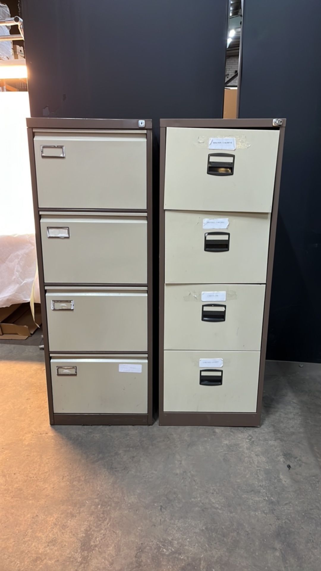 2 x 4 Drawer Metal Filing Cabinets MISSING KEY*