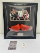 Chris Eubank Sr & Nigel Benn Dual Signed Lonsdale Boxing Gloves in Display Dome Frame w/ COA