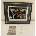 Sugar Ray Leonard Signed Picture Montage in Display Frame w/ COA