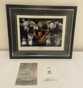 Sugar Ray Leonard Signed Picture Montage in Display Frame w/ COA