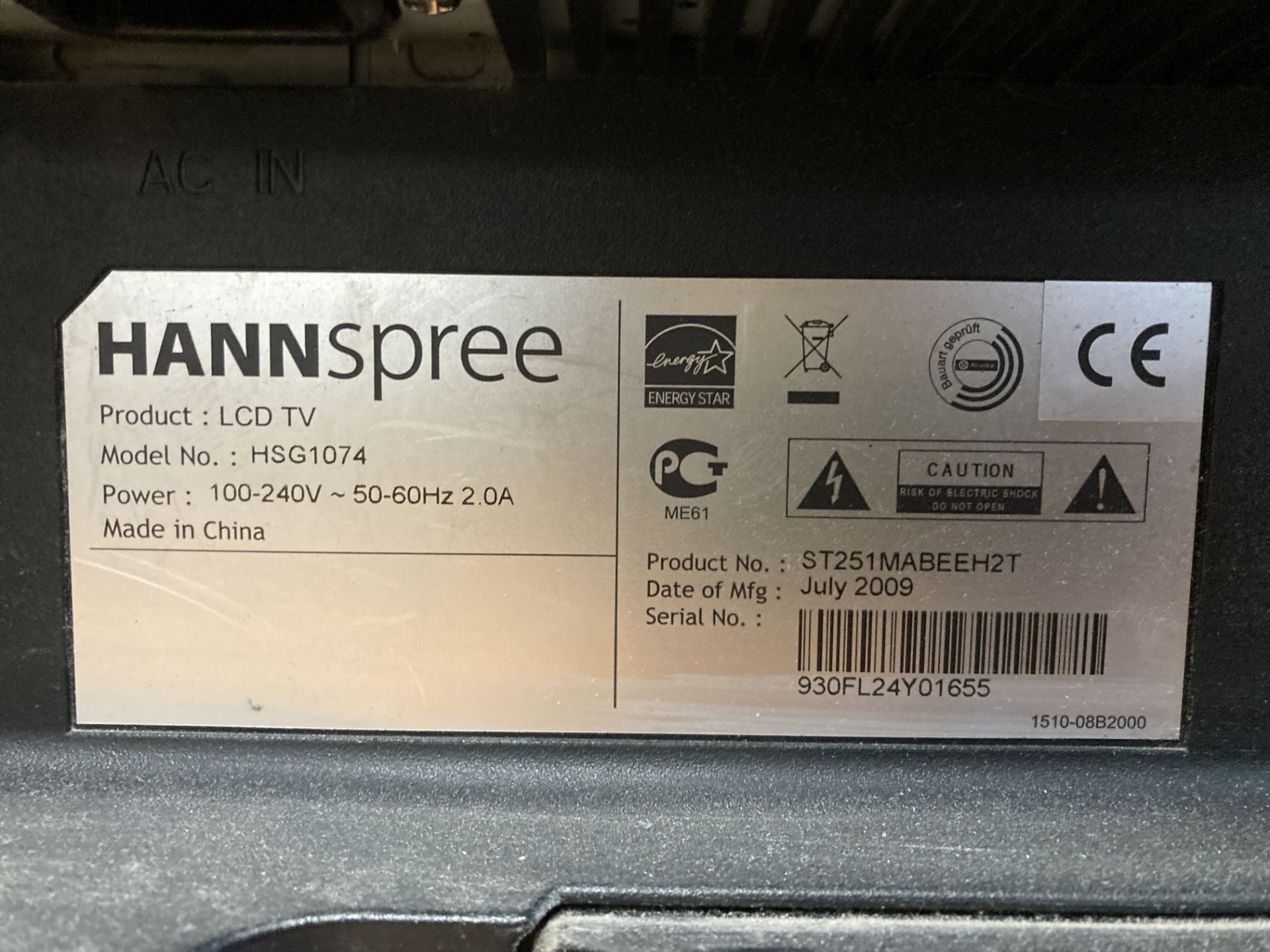 Hannspree HCG1074 24'' LCD Tv | *NO REMOTE* - Image 3 of 3