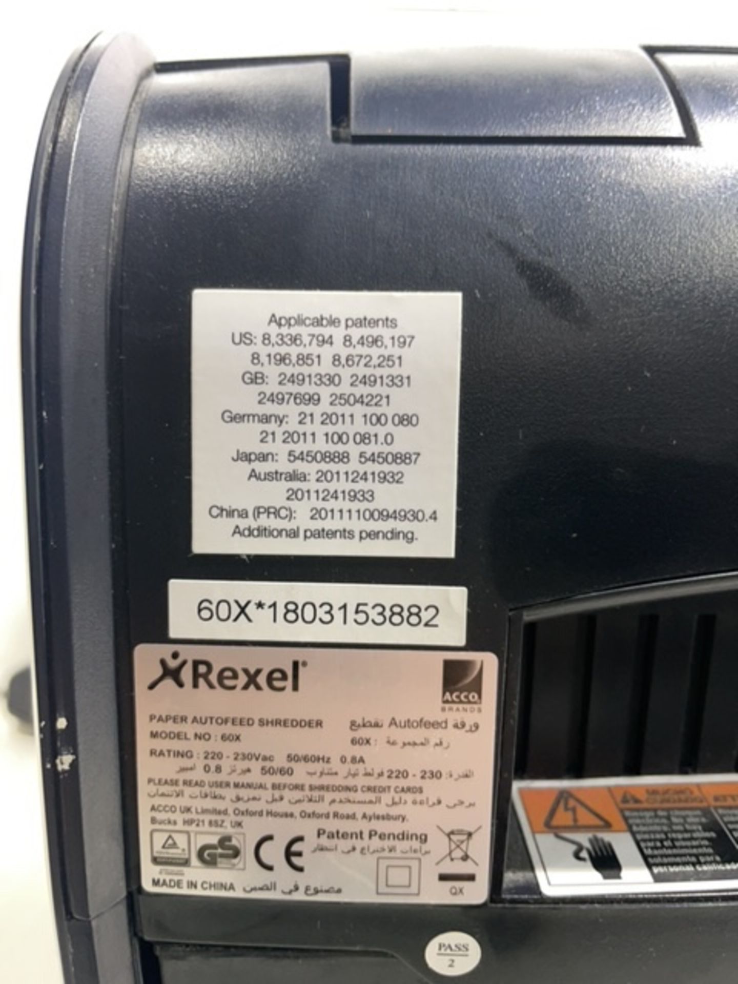 Rexel Auto+ 60X Cross Cut Shredder Black - Image 6 of 6