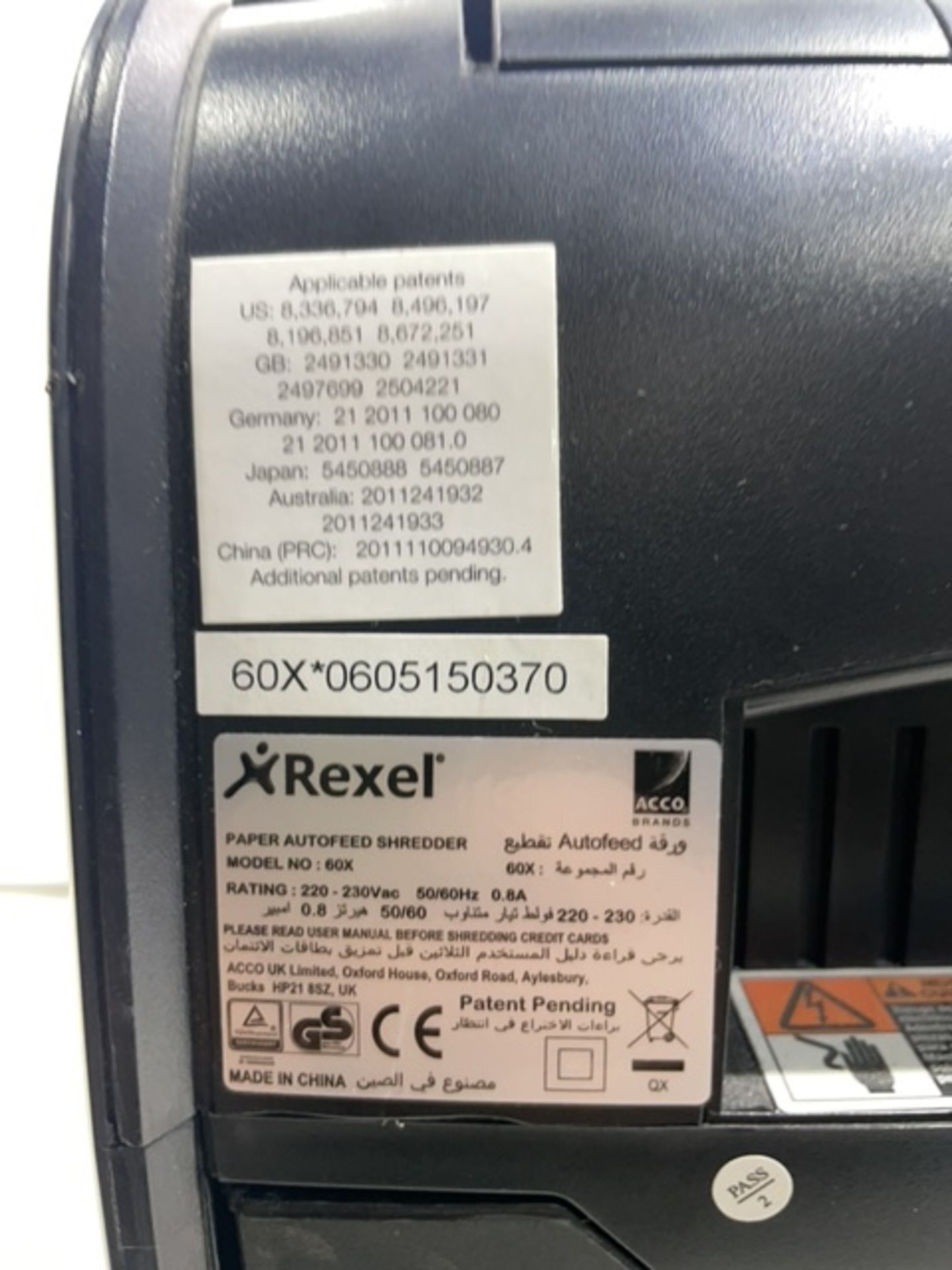 Rexel Auto+ 60X Cross Cut Shredder Black - Image 6 of 6