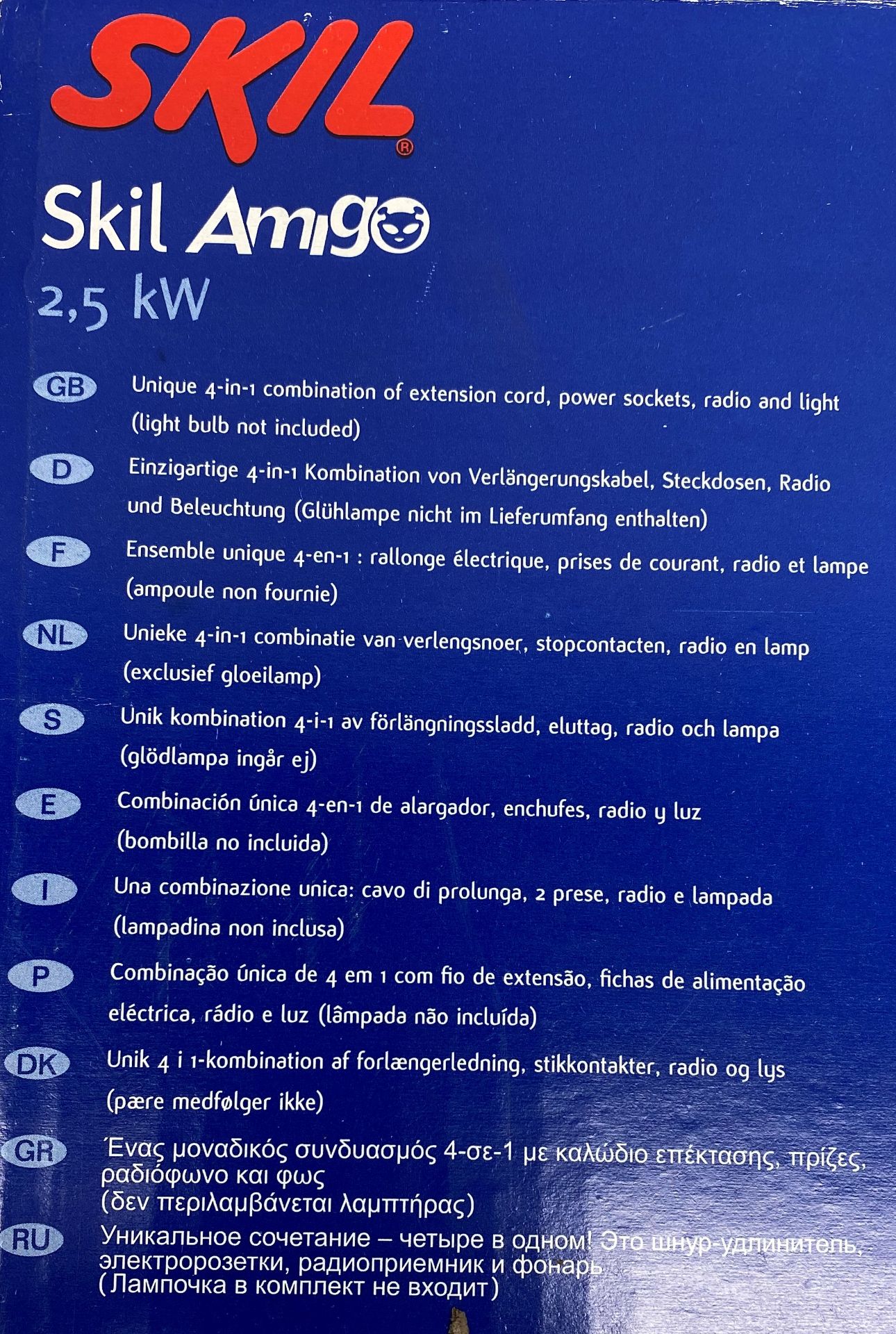 Skil Amigo 2.5kw Unique 4 in 1 Combination Of Extension Cord, Power Sockets, Radio & Light ( Bulb No - Image 3 of 3