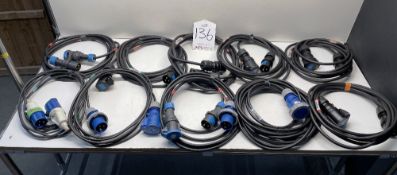 10 x Approx. 5-7.5m 16 Amp Power Cables