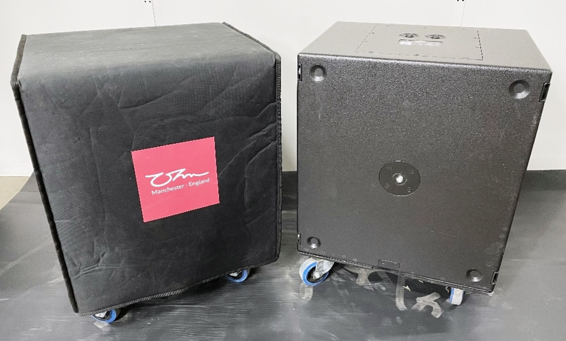2 x Ohm Cora-S Subwoofers w/ Protective Covers & Touring Dollies * - Image 2 of 7