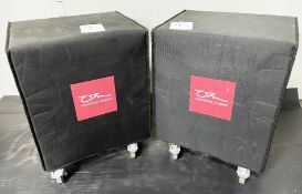 2 x Ohm Cora-S Subwoofers w/ Protective Covers & Touring Dollies *