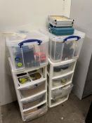 2 x Plastic 4 Drawer Storage Containers w/ Quantity of Spare Parts