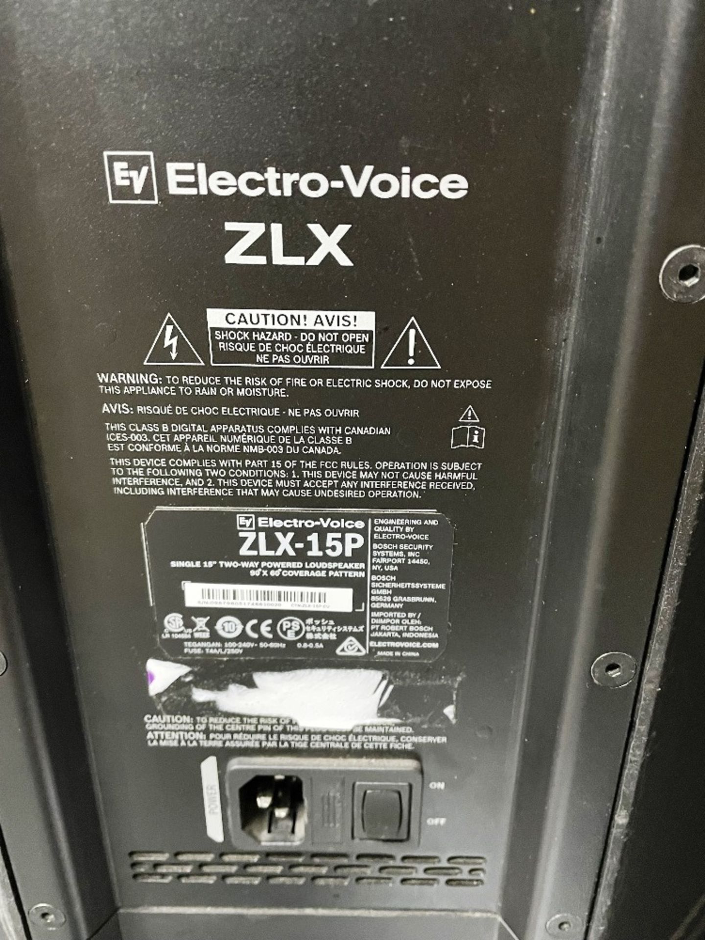 2 x Electro-Voice ZLX-15P Powered PA Loudspeakers w/ Protective Covers - Image 9 of 10