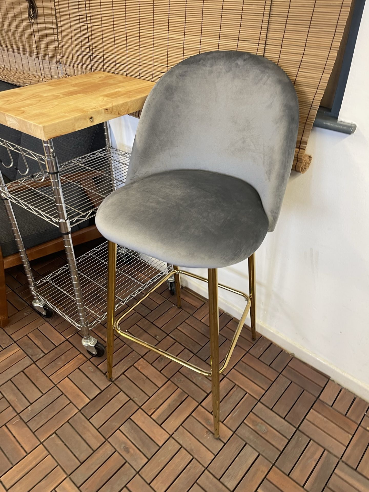 Grey Cloth Upholstered Stool - Image 2 of 2