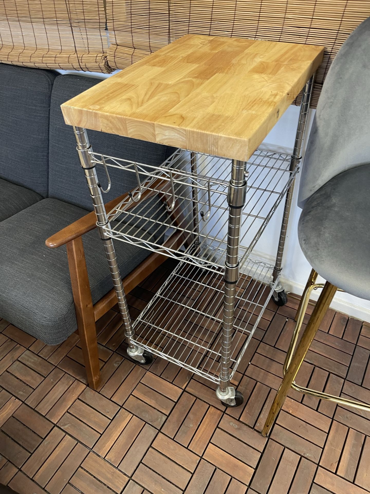 Wooden Top Trolley With 2 Shelves