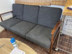 2x 3 Seater Grey Fabric Sofas