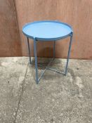 Small Blue Metal Side Table