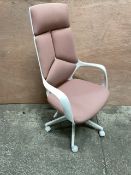 Pink Fabric and White Roller Office Chair