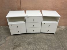 3x White Roller Office Drawer Set