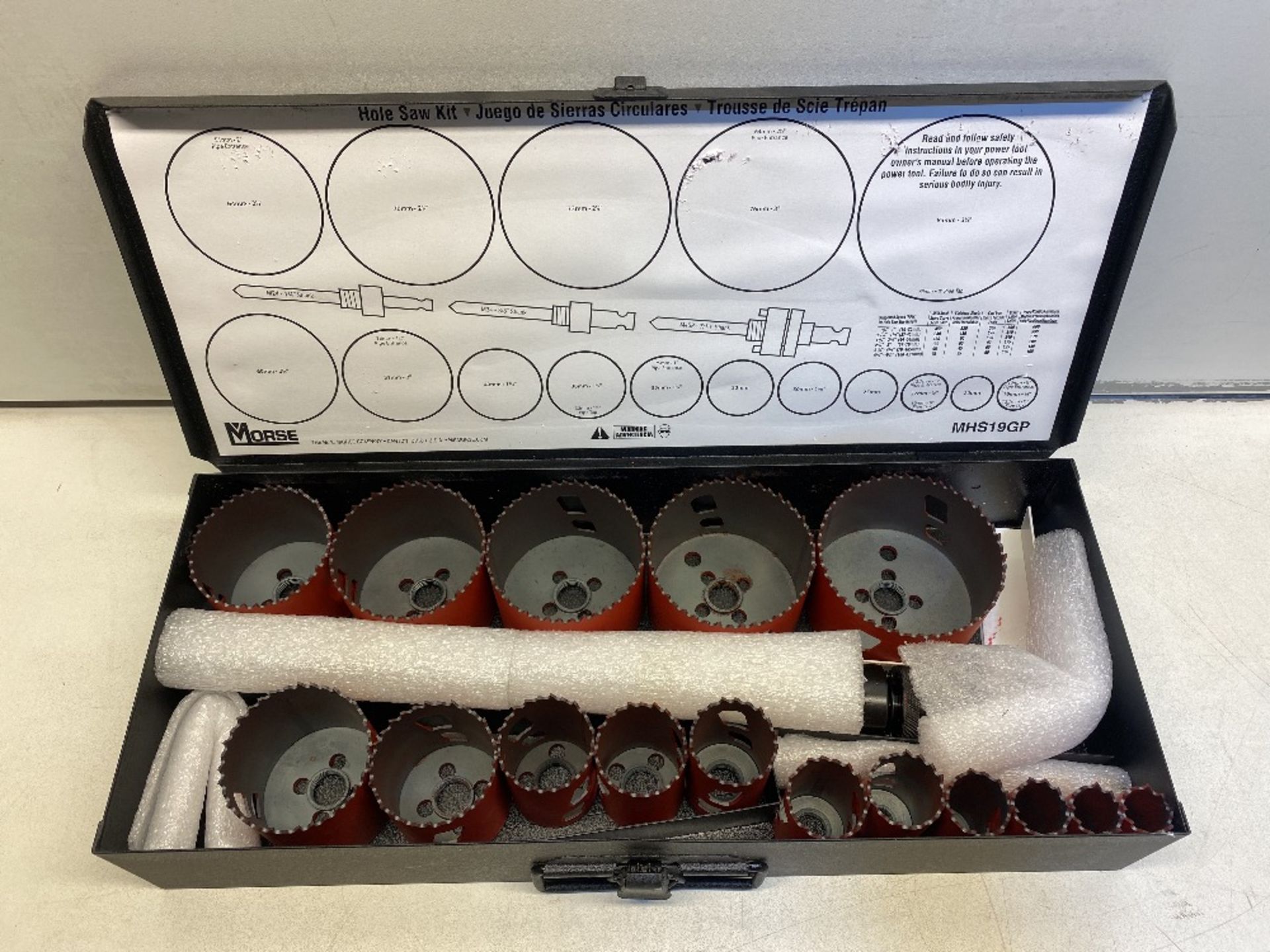 2 x Morse 19 Piece Bi-Metal & Wood 19-83mm Holesaw Drill & Arbours Set & Case - Image 2 of 5