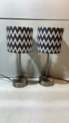 2 x Table Lamps w/ Black & White ZigZag Shade