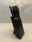 5 x Knife Set in Black Knife Block