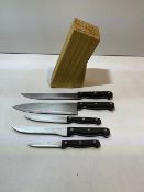 5 x Knife set in Wooden Block