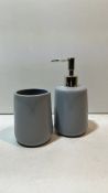 2 Piece Bathroom Set Including Soap Dispenser & Toothbrush Holder