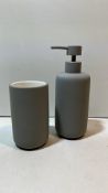 2 Piece Bathroom Set Including Soap Dispenser & Toothbrush Holder